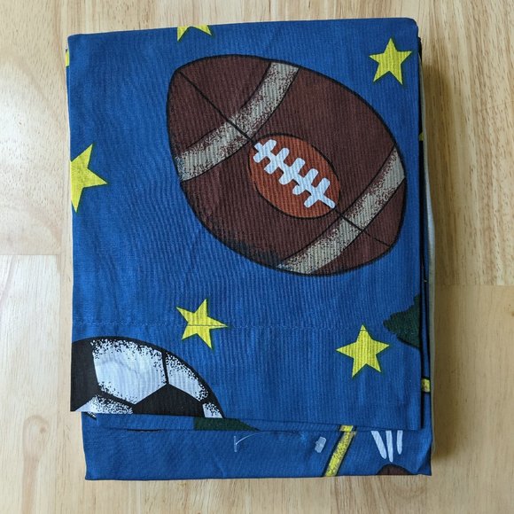 NEW Blue Sports Print Pillow Sham & Twin Size Dust Ruffle and Accent Pillows - Picture 5 of 14